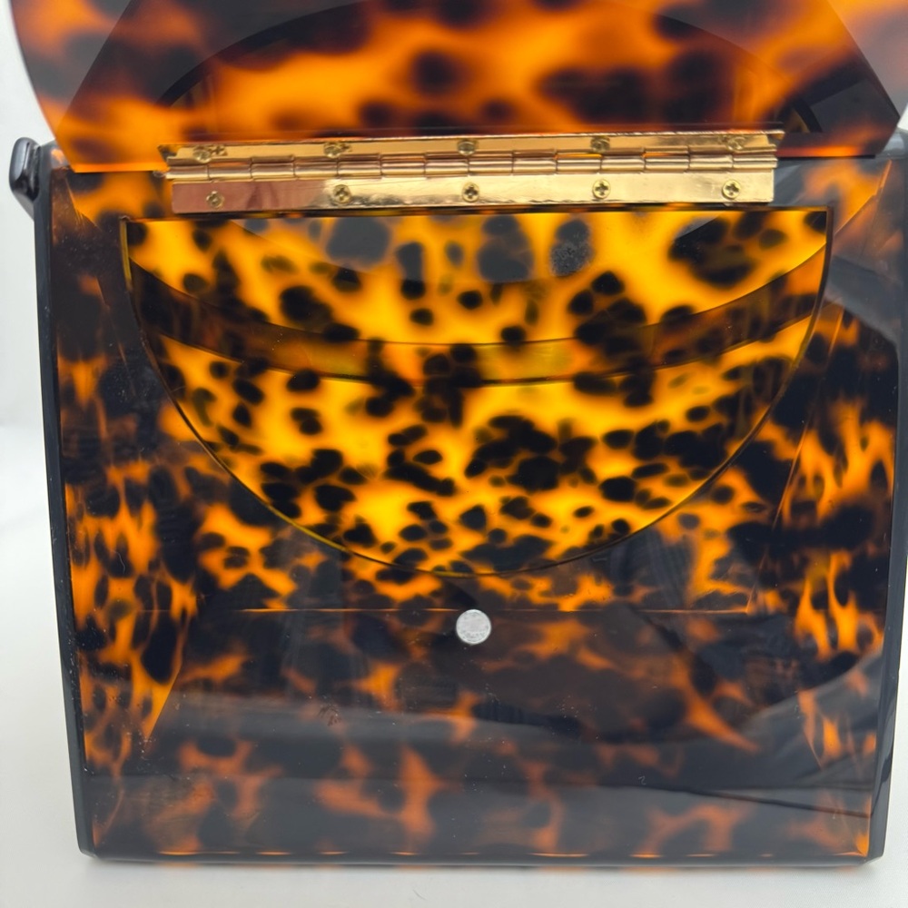 ✨ Rare Anthropologie Rae of Light Top Handle Acrylic Bag Tortoise Shell Purse - Picture 16 of 17